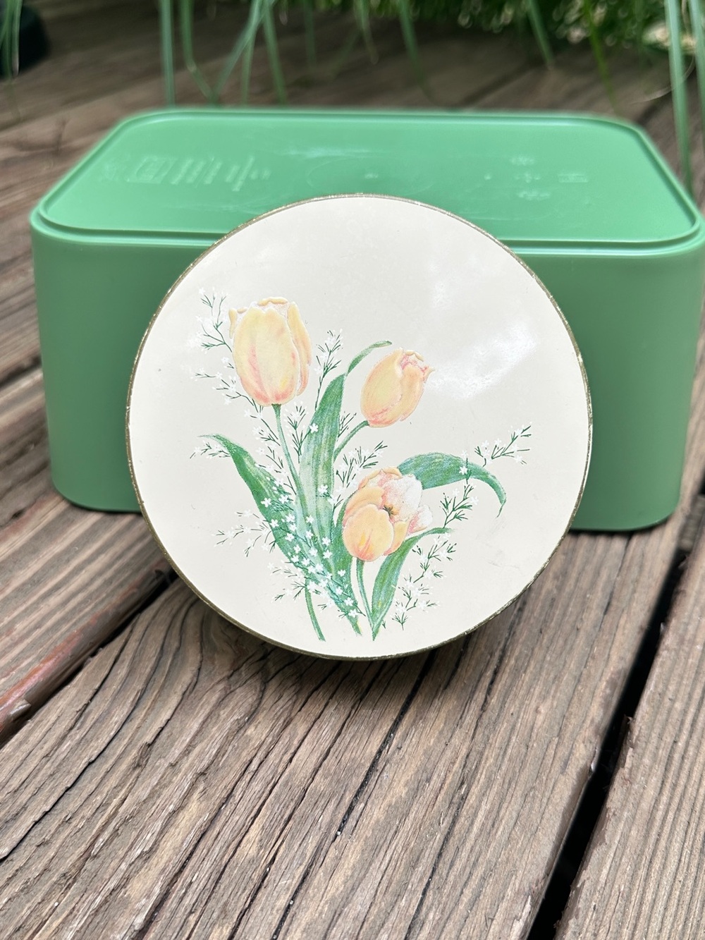 Vtg Otagiri Japanese Hand-Painted Tulip Bouquet Design Lacquerware Coaster Set